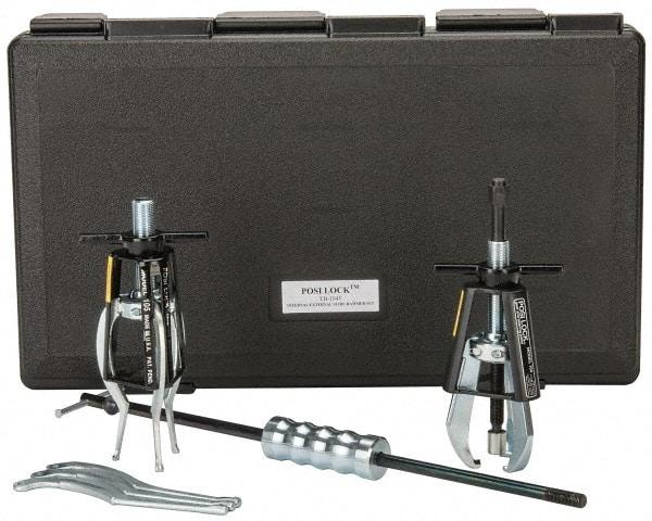 Posi Lock Puller - 5 Piece, 5 Ton Capacity, 1/2 to 5" Spread, Slide Hammer Set - 3 Jaws, 4" Reach - Caliber Tooling