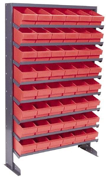 Quantum Storage - 400 Lb Capacity, 12" Deep x 36" Wide x 60" High, Steel Pick Rack - 1 Side, 48 Blue Polystyrene Bins - Caliber Tooling