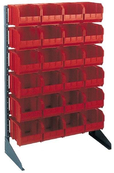 Quantum Storage - 250 Lb Capacity, 24" Deep x 36" Wide x 53" High, Steel Pick Rack - 1 Side, 48 Blue Polyethylene/Polypropylene Bins - Caliber Tooling