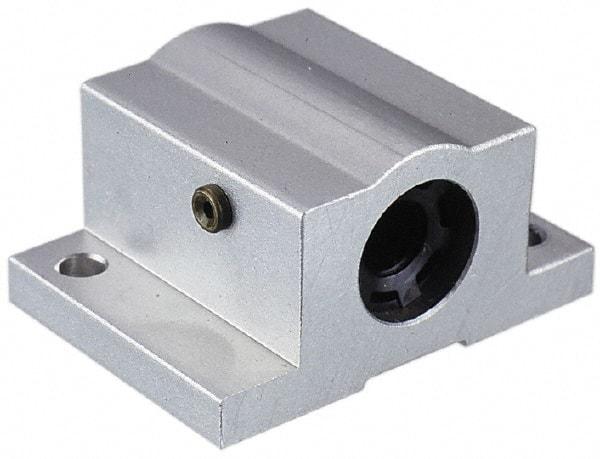 Thomson Industries - 1" Inside Diam, 1900/3800 Lbs. Dynamic Capacity, Closed Single Pillow Block Linear Bearing - 2.19" Overall Height x 3-1/4" Overall Width - Caliber Tooling