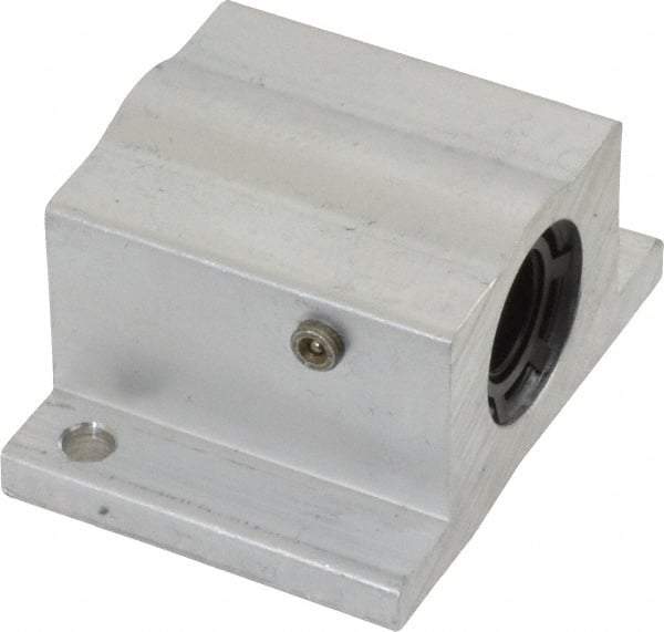 Thomson Industries - 3/8" Inside Diam, 100/200 Lbs. Dynamic Capacity, Closed Single Pillow Block Linear Bearing - 0.94" Overall Height x 1-3/4" Overall Width - Caliber Tooling