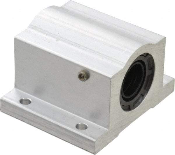 Thomson Industries - 1/2" Inside Diam, 255/510 Lbs. Dynamic Capacity, Closed Single Pillow Block Linear Bearing - 1-1/4" Overall Height x 2" Overall Width - Caliber Tooling