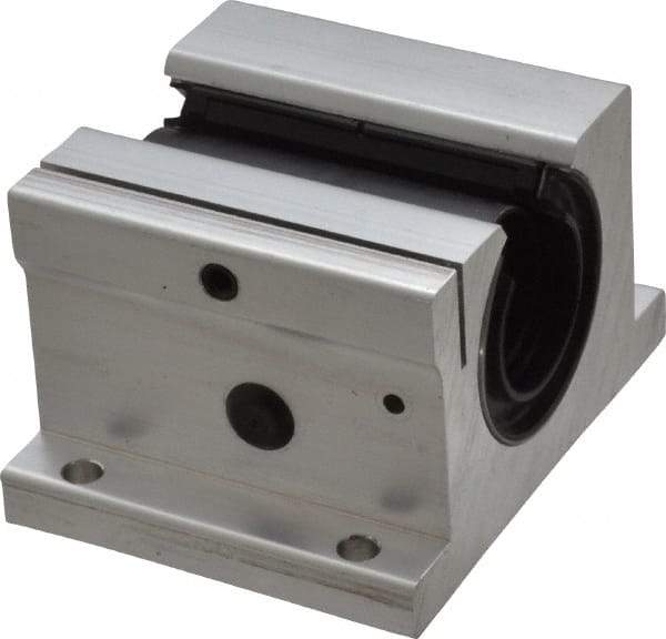 Thomson Industries - 1" Inside Diam, 1900/3800 Lbs. Dynamic Capacity, Open Single Pillow Block Linear Bearing - 2" Overall Height x 3-1/4" Overall Width - Caliber Tooling