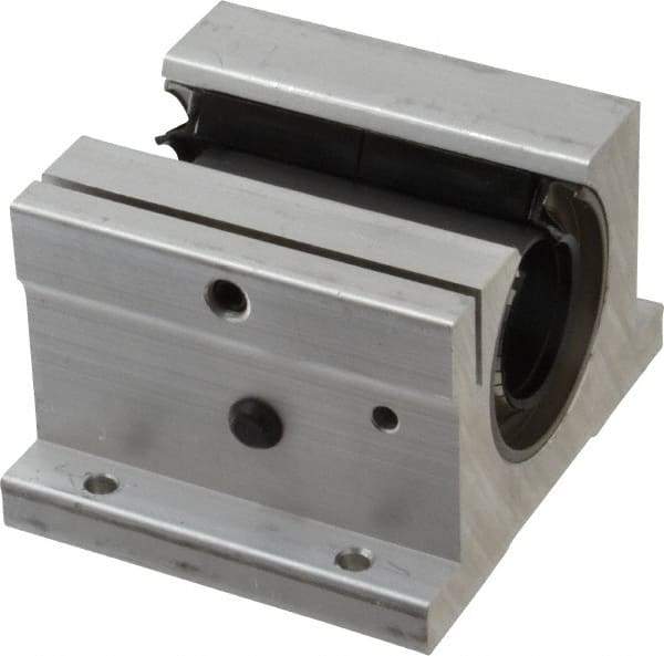 Thomson Industries - 1-1/4" Inside Diam, 2350/4700 Lbs. Dynamic Capacity, Open Single Pillow Block Linear Bearing - 2.56" Overall Height x 4" Overall Width - Caliber Tooling