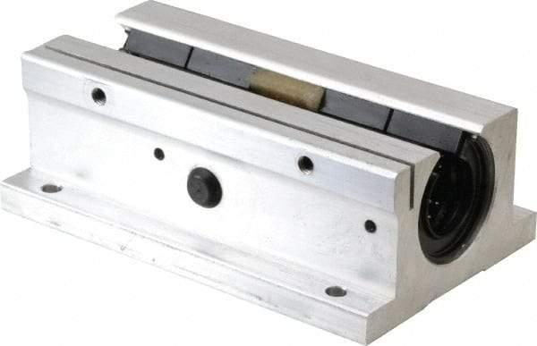 Thomson Industries - 3/4" Inside Diam, 1130/2260 Lbs. Dynamic Capacity, Open Twin Pillow Block Linear Bearing - 1.56" Overall Height x 2-3/4" Overall Width - Caliber Tooling