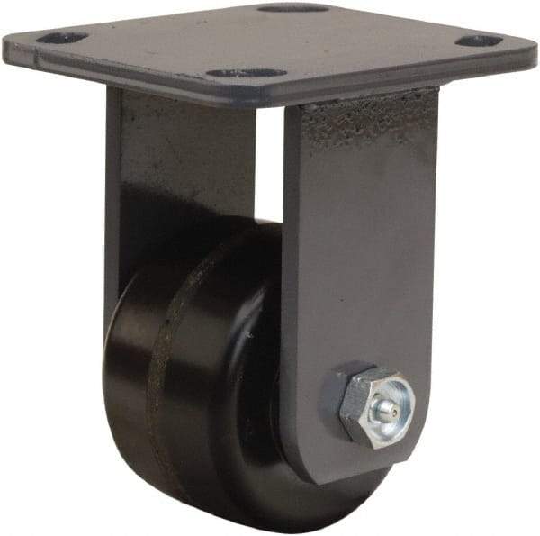 Hamilton - 3-1/4" Diam x 2" Wide x 5-1/4" OAH Top Plate Mount Rigid Caster - Phenolic, 700 Lb Capacity, Straight Roller Bearing, 4 x 4-1/2" Plate - Caliber Tooling