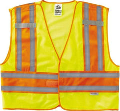 Ergodyne - Size 6X/7XL High Visibility Lime Mesh/Solid Public Safety Vest - 64 to 70" Chest, ANSI/ISEA 107, Hook & Loop Closure, 1 Pocket, Polyester - Caliber Tooling