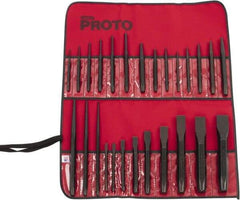 Proto - 26 Piece Punch & Chisel Set - 1/4 to 1-3/16" Chisel, 3/32 to 1/4" Punch, Hex Shank - Caliber Tooling