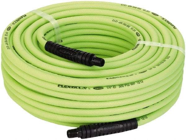 Legacy - 1/4" ID x 0.46" OD 100' Long Multipurpose Air Hose - MNPT x MNPT Ends, 300 Working psi, 140°, 1/4" Fitting, Green - Caliber Tooling