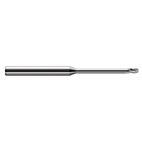 5/64″ Dia. × 1/8″ Shank × 0.117″ DOC × 3″ OAL, Carbide Uncoated, Stub , 3 Flute, Ballnose End Mill - Exact Industrial Supply