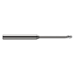 ‎3/32″ Dia. × 1/8″ Shank × 9/64″ DOC × 2-1/2″ OAL, Carbide Uncoated, Stub , 3 Flute, Ballnose End Mill - Exact Industrial Supply