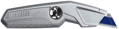 Irwin - Fixed Utility Knife - 5-3/4" Blade, Silver Aluminum Handle, 3 Blades Included - Caliber Tooling