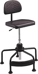 Safco - 17 to 35" High Industrial Chair - 25" Wide x 24" Deep, Polyurethane Seat, Black - Caliber Tooling