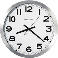 Howard Miller - 14 Inch Diameter, White Face, Dial Wall Clock - Analog Display, Silver Case, Runs on AA Battery - Caliber Tooling