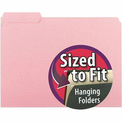 SMEAD - 11-5/8 x 9-3/16", Letter Size, Pink, File Folders with Top Tab - 11 Point Stock, 1/3 Tab Cut Location - Caliber Tooling