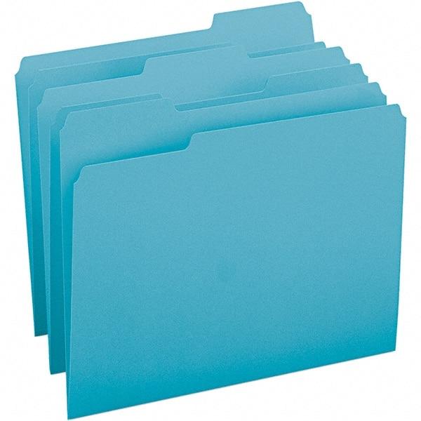 SMEAD - 11-5/8 x 9-1/2", Letter Size, Teal, File Folders with Top Tab - 11 Point Stock, Assorted Tab Cut Location - Caliber Tooling