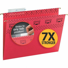 SMEAD - 12-1/4 x 9-1/2", Letter Size, Red, Hanging File Folder - 11 Point Stock, 1/3 Tab Cut Location - Caliber Tooling