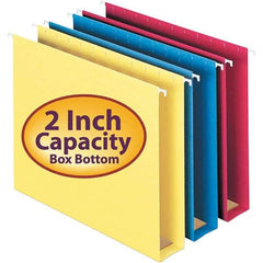 SMEAD - 12-1/4 x 9-1/2", Letter Size, Assorted Colors, Hanging File Folders with Box Bottom - 11 Point Stock, 1/5 Tab Cut Location - Caliber Tooling