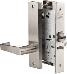 Ability One - Grade 1 Entrance Lever Lockset - 2-3/4" Back Set, Zinc, Satin Stainless Steel Finish - Caliber Tooling