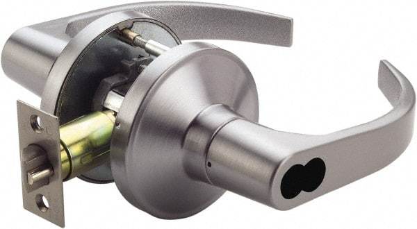 Ability One - Grade 1 Entry Lever Lockset - 2-3/4" Back Set, Zinc, Satin Chrome Finish - Caliber Tooling