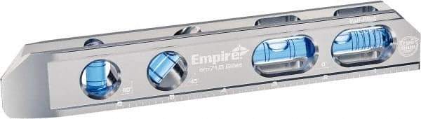 Empire Level - Magnetic 8" Long 4 Vial I-Beam Level - Metal, Silver, 2 Level & 1 Plumb & 1 45° Vials - Caliber Tooling