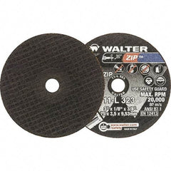 WALTER Surface Technologies - 3" 24 Grit Aluminum Oxide Cutoff Wheel - 1/8" Thick, 3/8" Arbor, 20,000 Max RPM, Use with Die Grinders - Caliber Tooling