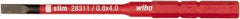 Wiha - 4mm Drive, Slotted Screwdriver Bit - 75mm OAL - Caliber Tooling