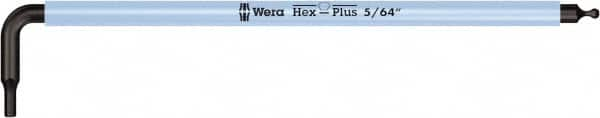 Wera - 5/64" Hex, Long Arm, Hex Key - 4" OAL, Cast Steel, Inch System of Measurement - Caliber Tooling