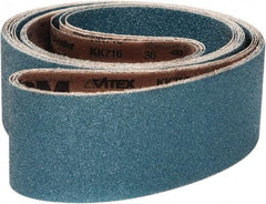 VSM - 2" Wide x 132" OAL, 36 Grit, Zirconia Alumina Abrasive Belt - Zirconia Alumina, Coarse, Coated, X Weighted Cloth Backing, Wet/Dry, Series ZK713X - Caliber Tooling