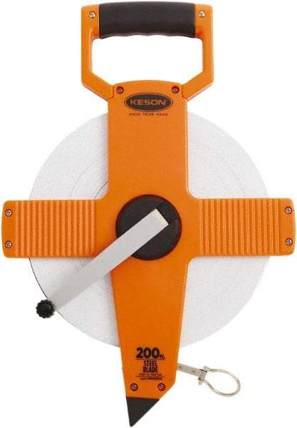 Keson - 200' x 3/8" Tape Measure - 1/10 & 1/100" Graduation - Caliber Tooling