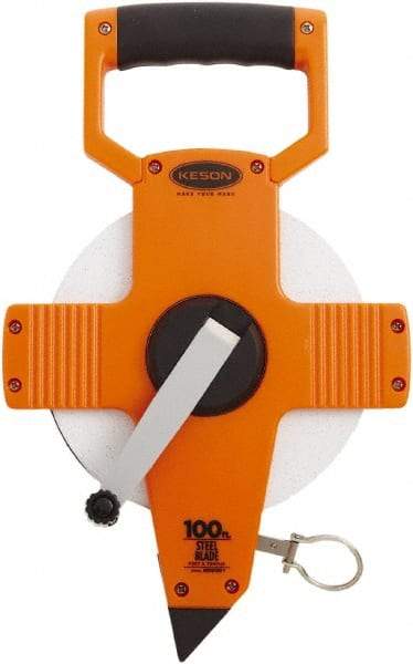 Keson - 100' x 3/8" Tape Measure - 1/10 & 1/100" Graduation - Caliber Tooling