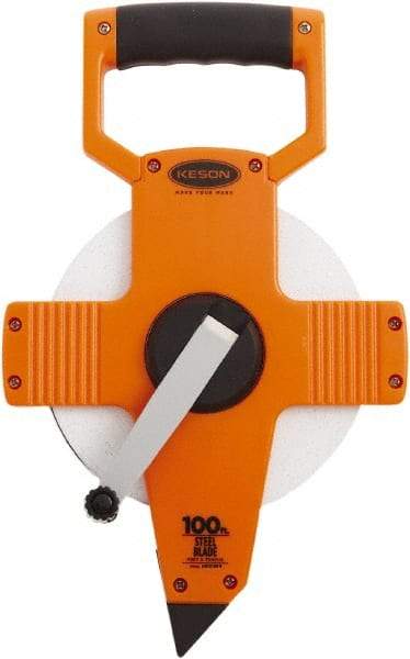 Keson - 100' x 3/8" Tape Measure - 1/10 & 1/100" Graduation - Caliber Tooling