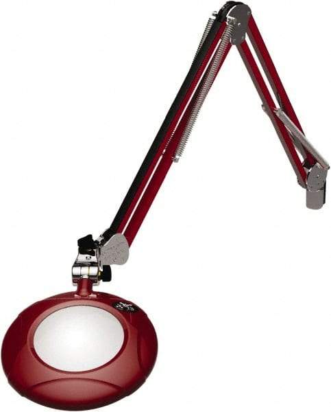 O.C. White - 43 Inch, Spring Suspension, Clamp on, LED, Blaze Red, Magnifying Task Light - 8 Watt, 7.5 and 15 Volt, 2x Magnification, 5 Inch Long - Caliber Tooling