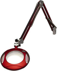 O.C. White - 43 Inch, Spring Suspension, Clamp on, LED, Blaze Red, Magnifying Task Light - 8 Watt, 7.5 and 15 Volt, 2x Magnification, 6 Inch Long - Caliber Tooling