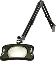 O.C. White - 43 Inch, Spring Suspension, Clamp on, LED, Racing Green, Magnifying Task Light - 8 Watt, 7.5 and 15 Volt, 2x Magnification, 5-1/4 Inch Wide, 7 Inch Long - Caliber Tooling