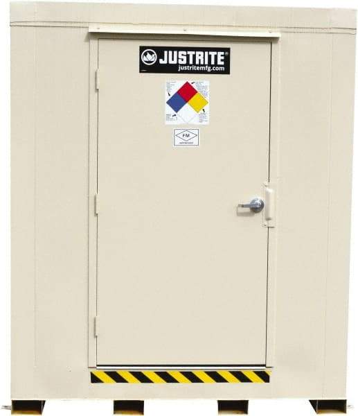 Justrite - 9 Drum, 155 Gal Sump Capacity, Locker - 7.91' Long x 7-1/2' Wide x 8.08' High, Galvanized Steel - Caliber Tooling