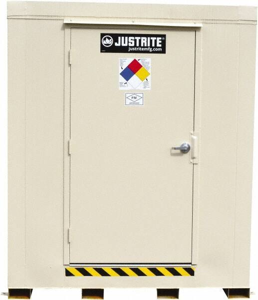 Justrite - 16 Drum, 288 Gal Sump Capacity, Locker - 10' Long x 9-1/2' Wide x 8.08' High, Galvanized Steel - Caliber Tooling