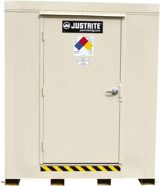 Justrite - 4 Drum, 80 Gal Sump Capacity, Locker - 6' Long x 5-1/2' Wide x 6.25' High, Galvanized Steel - Caliber Tooling