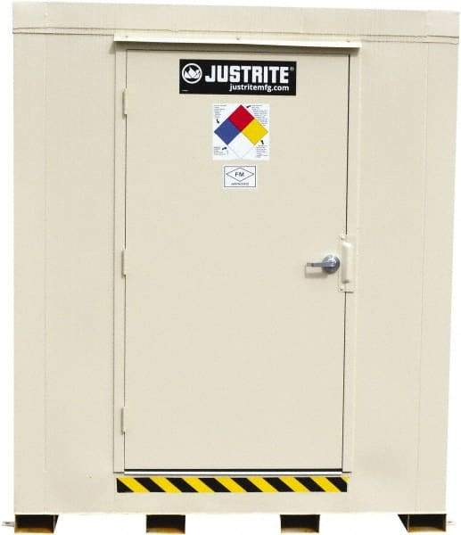 Justrite - 4 Drum, 80 Gal Sump Capacity, Locker - 6' Long x 5-1/2' Wide x 6.25' High, Galvanized Steel - Caliber Tooling