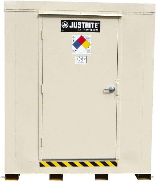 Justrite - 9 Drum, 155 Gal Sump Capacity, Locker - 7.91' Long x 7-1/2' Wide x 8.08' High, Galvanized Steel - Caliber Tooling