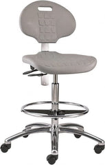 Bevco - 20-1/2 to 30-1/2" High Adjustable Height Swivel Stool - 27" Wide x 27" Deep, Polyurethane Seat, Gray - Caliber Tooling