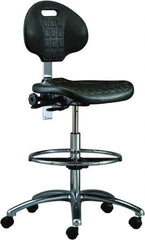 Bevco - 20-1/2 to 30-1/2" High Adjustable Height Swivel Stool - 27" Wide x 27" Deep, Polyurethane Seat, Black - Caliber Tooling