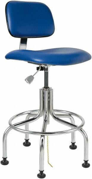 Bevco - 24-1/2 to 29-1/2" High Adjustable Height Swivel Stool - 22" Wide x 22" Deep, Vinyl Seat, Blue - Caliber Tooling