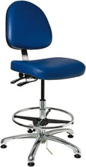 Bevco - 19 to 26-1/2" High Adjustable Height Swivel Stool - 27" Wide x 27" Deep, Vinyl Seat, Blue - Caliber Tooling