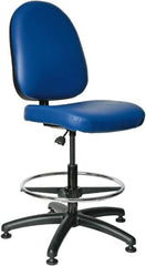 Bevco - 20 to 27-1/2" High Adjustable Height Swivel Stool - 27" Wide x 27" Deep, Vinyl Seat, Blue - Caliber Tooling