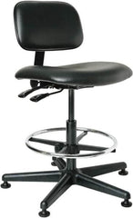 Bevco - 19-1/2 to 27" High Adjustable Height Swivel Stool - 27" Wide x 27" Deep, Vinyl Seat, Black - Caliber Tooling