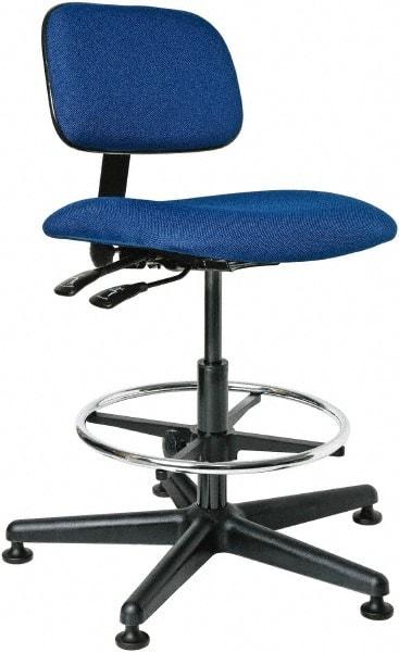 Bevco - 19-1/2 to 27" High Adjustable Height Swivel Stool - 27" Wide x 27" Deep, 100% Olefin Seat, Royal Blue - Caliber Tooling