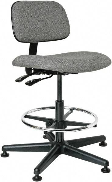 Bevco - 19-1/2 to 27" High Adjustable Height Swivel Stool - 27" Wide x 27" Deep, 100% Olefin Seat, Gray - Caliber Tooling