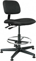 Bevco - 19-1/2 to 27" High Adjustable Height Swivel Stool - 27" Wide x 27" Deep, 100% Olefin Seat, Black - Caliber Tooling