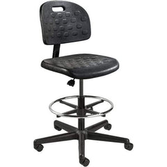 Bevco - 22-1/4 to 32" High Adjustable Height Swivel Stool - 27" Wide x 27" Deep, Polyurethane Seat, Black - Caliber Tooling